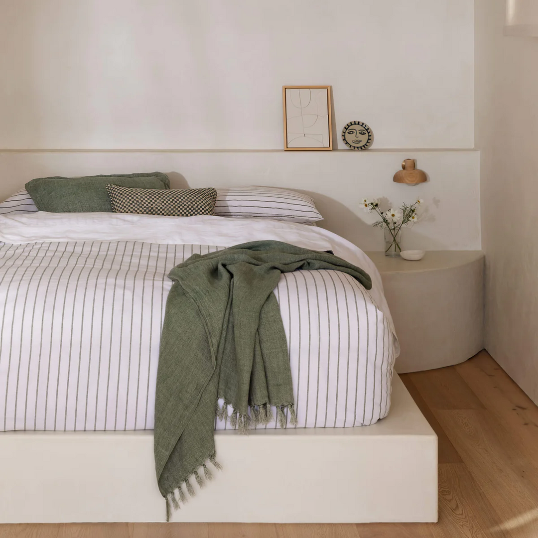 Loft Linen &amp; Cotton Duvet Cover Set (Queen) - Sage
