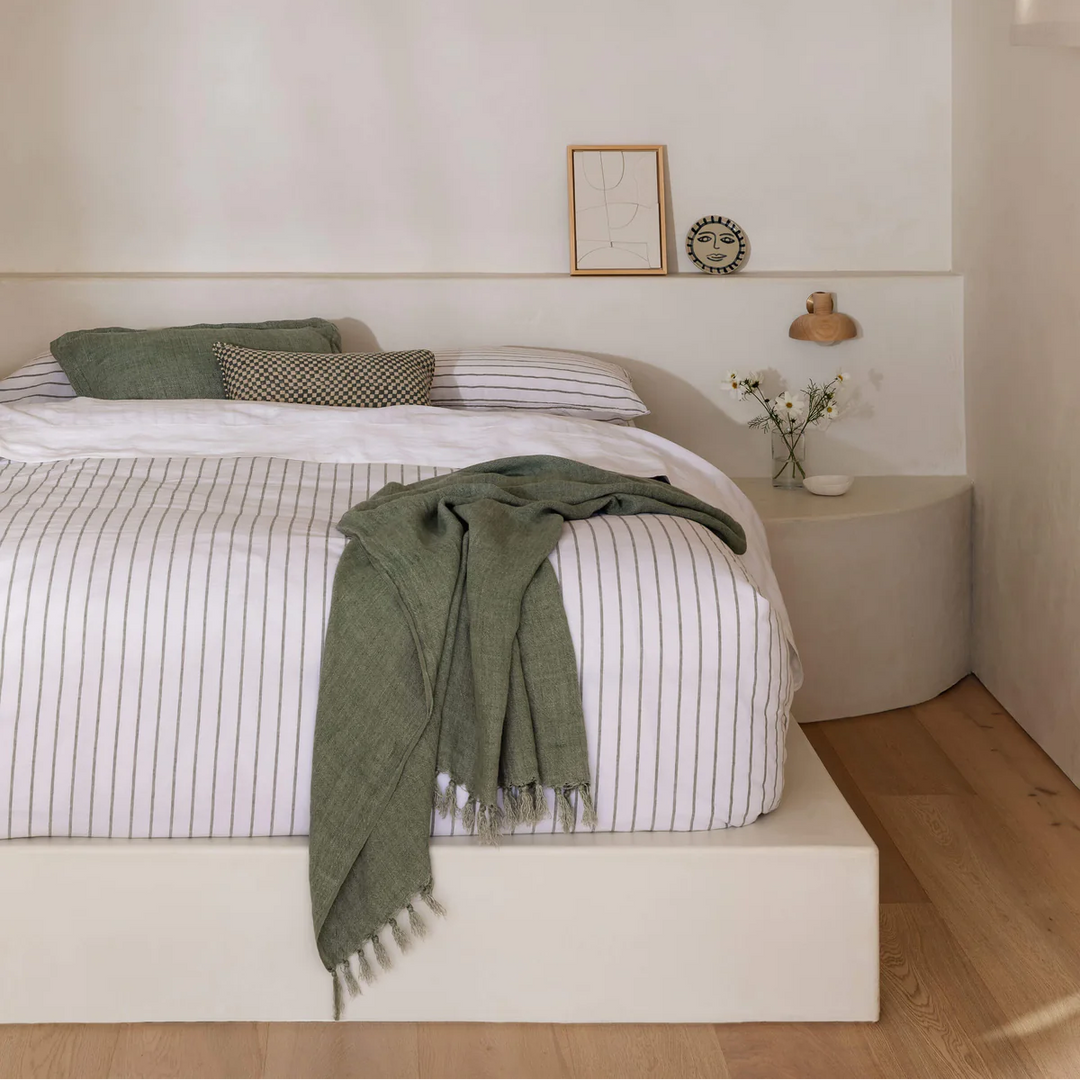 Loft Linen &amp; Cotton Duvet Cover Set (Single) - Sage