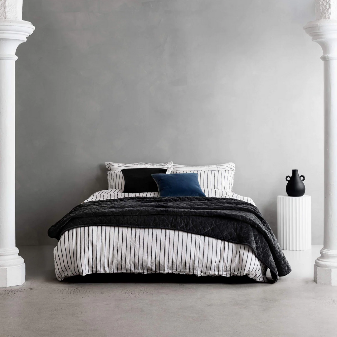 Loft Linen &amp; Cotton Duvet Cover Set (Queen) - Graphite