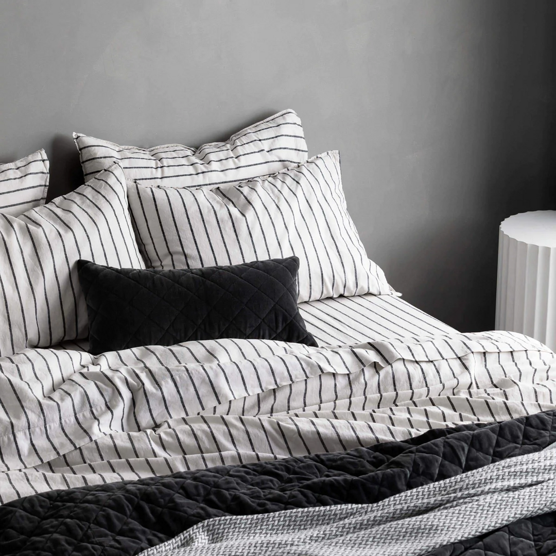 Loft Linen &amp; Cotton Duvet Cover Set (Queen) - Graphite