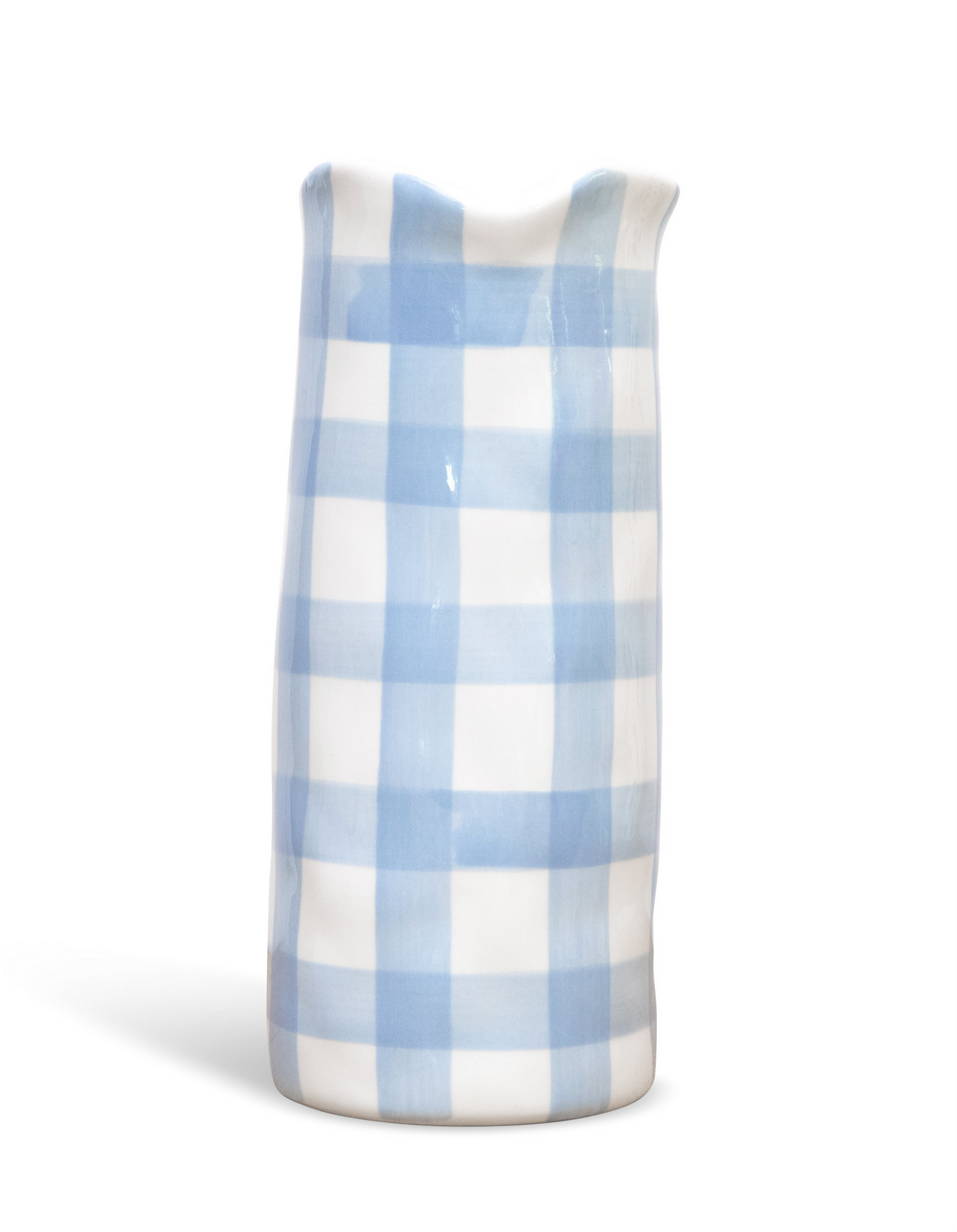 Large Gingham Vase - Blue