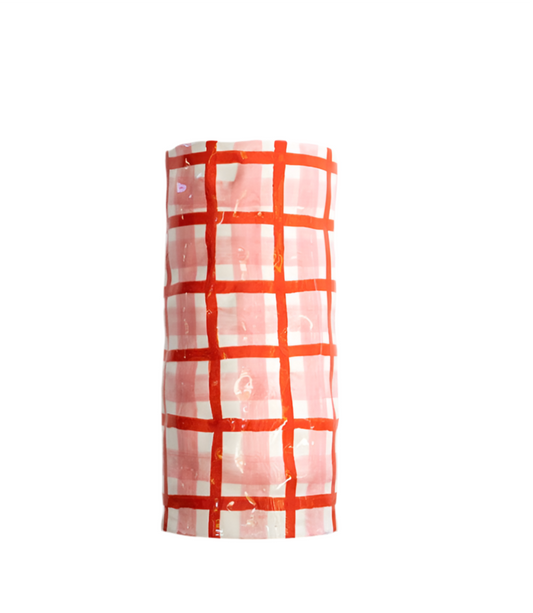 Large Gingham Vase - Pink & Red