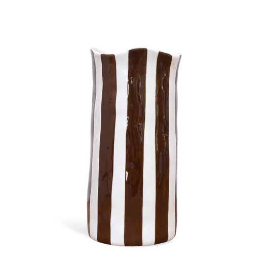 Large Striped Vase - Brown