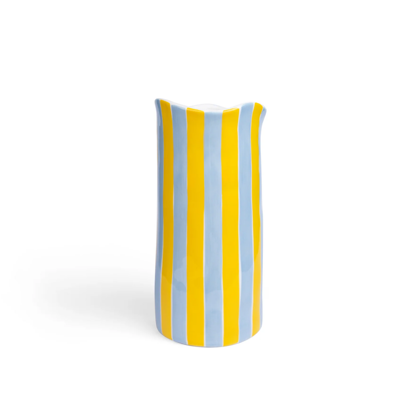 Large Striped Vase - Cornflower Blue and Yellow