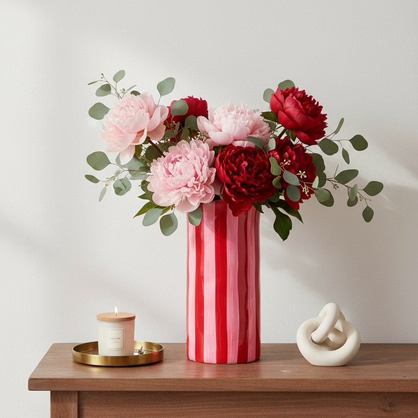 Large Striped Vase - Pink &amp; Red
