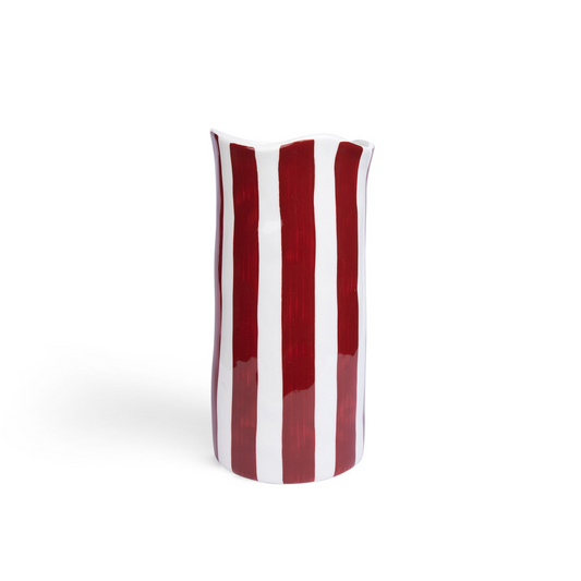 Large Striped Vase – Burgundy