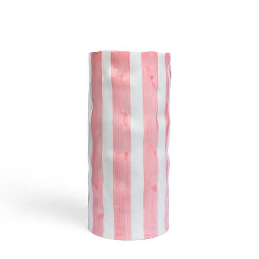 Large Striped Vase - Pink