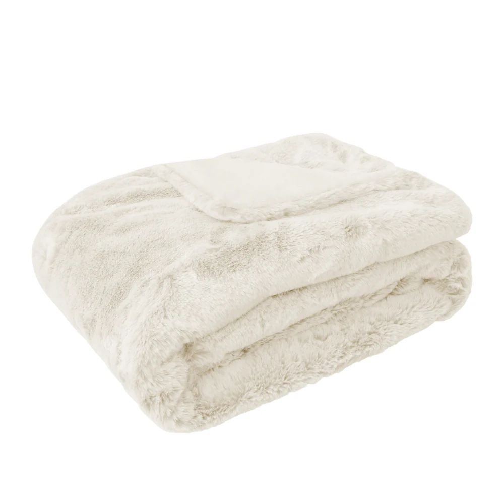 Layla Faux Fur Throw Ivory