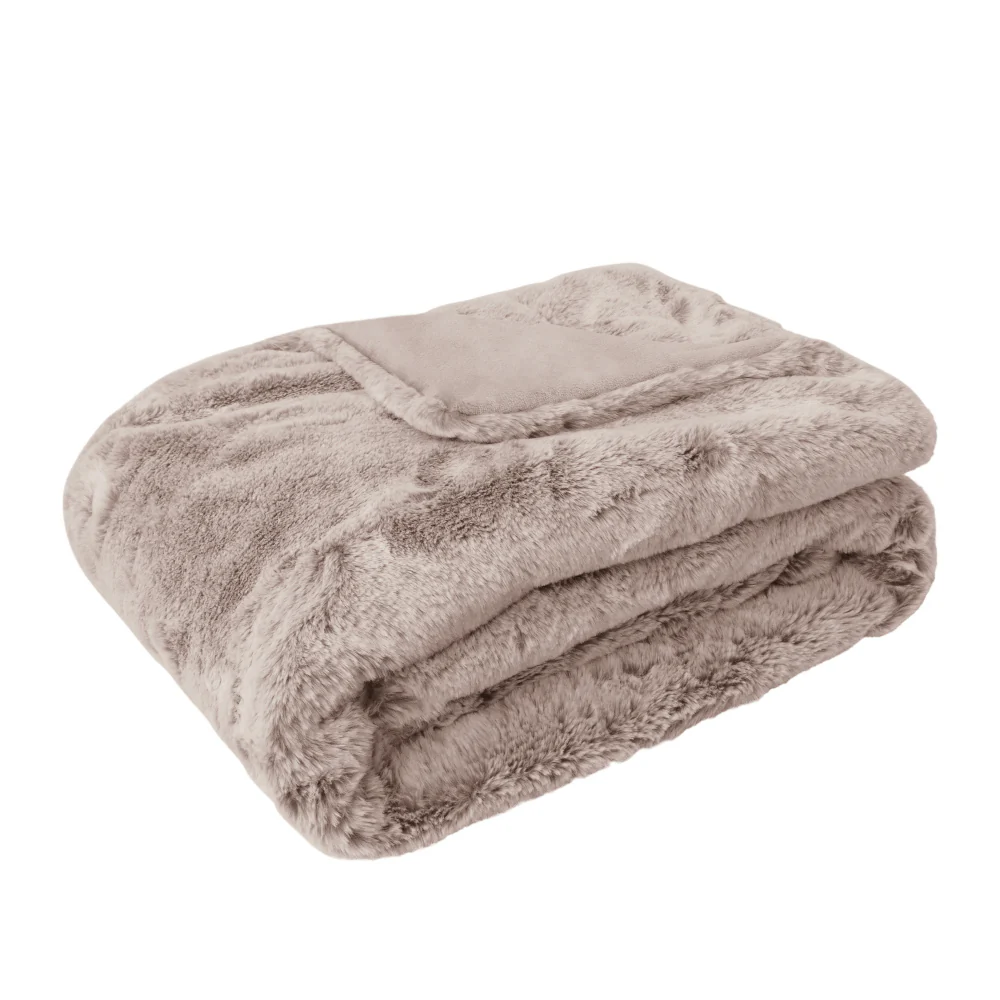 Layla Faux Fur Throw - Nude