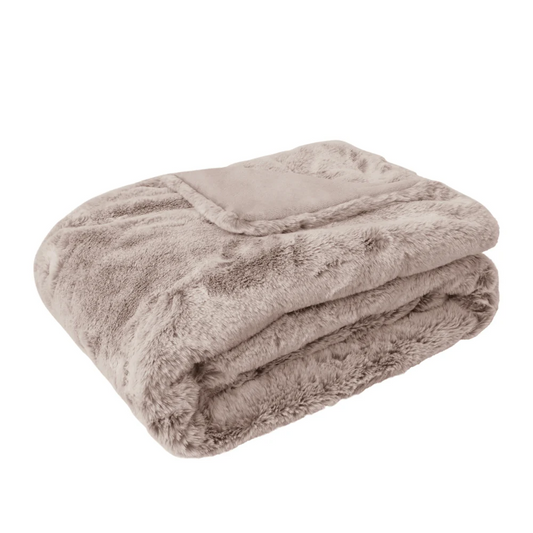 Layla Faux Fur Throw - Nude