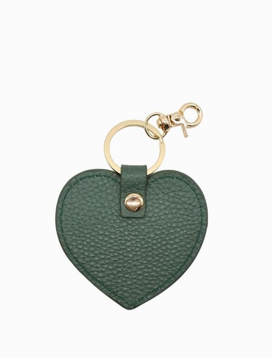 Leather Heart Keyring - Green