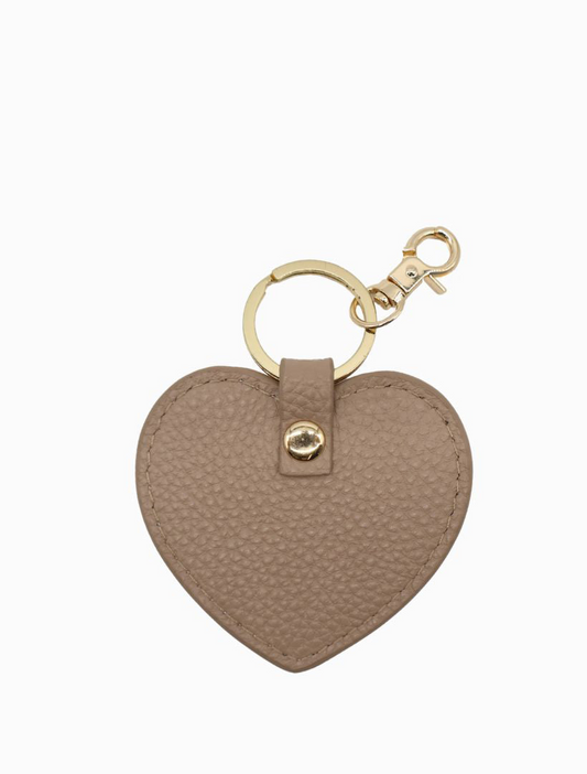 Leather Heart Keyring - Hazelnut