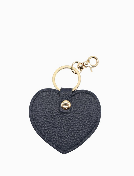 Leather Heart Keyring - Navy