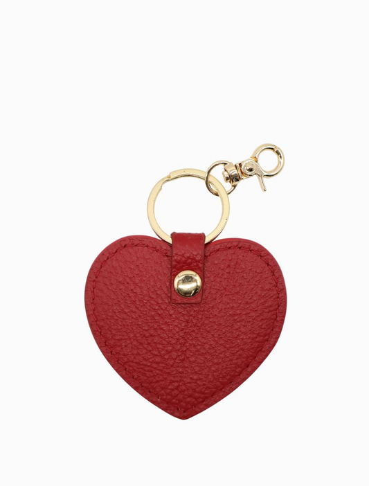 Leather Heart Keyring - Red