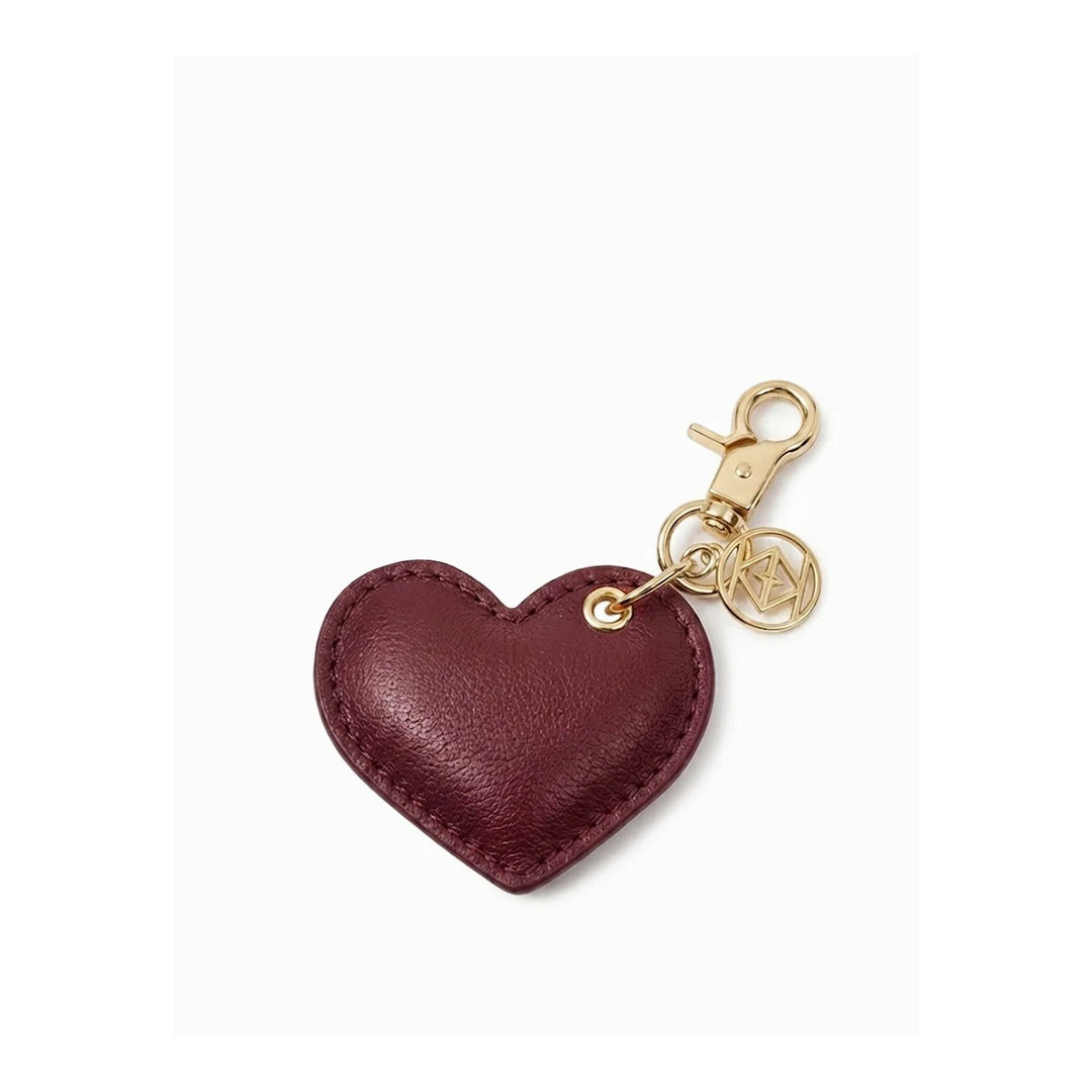 Leather Cushion Heart Key Ring - Burgundy