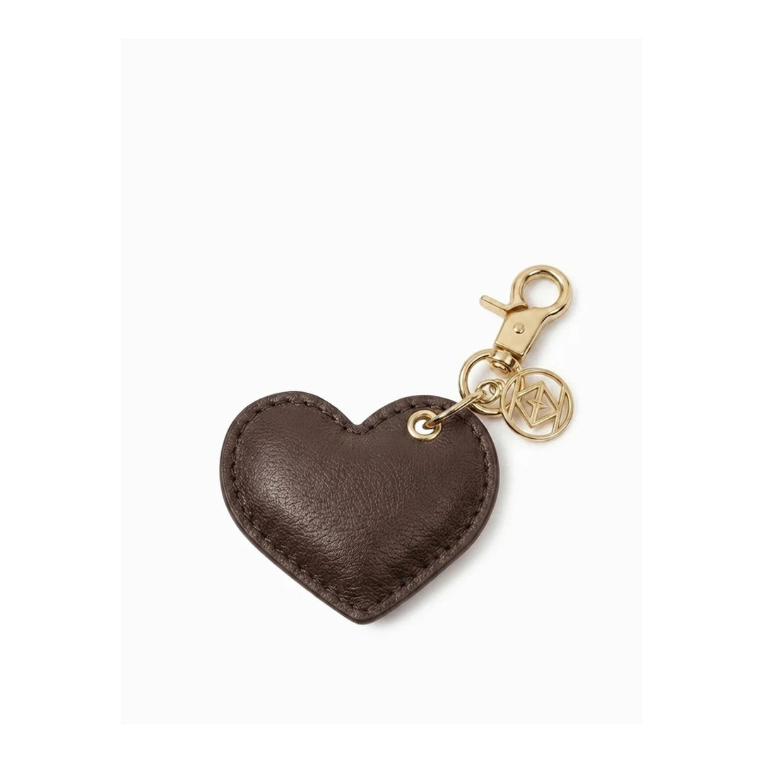 Leather Cushion Heart Key Ring - Chocolate