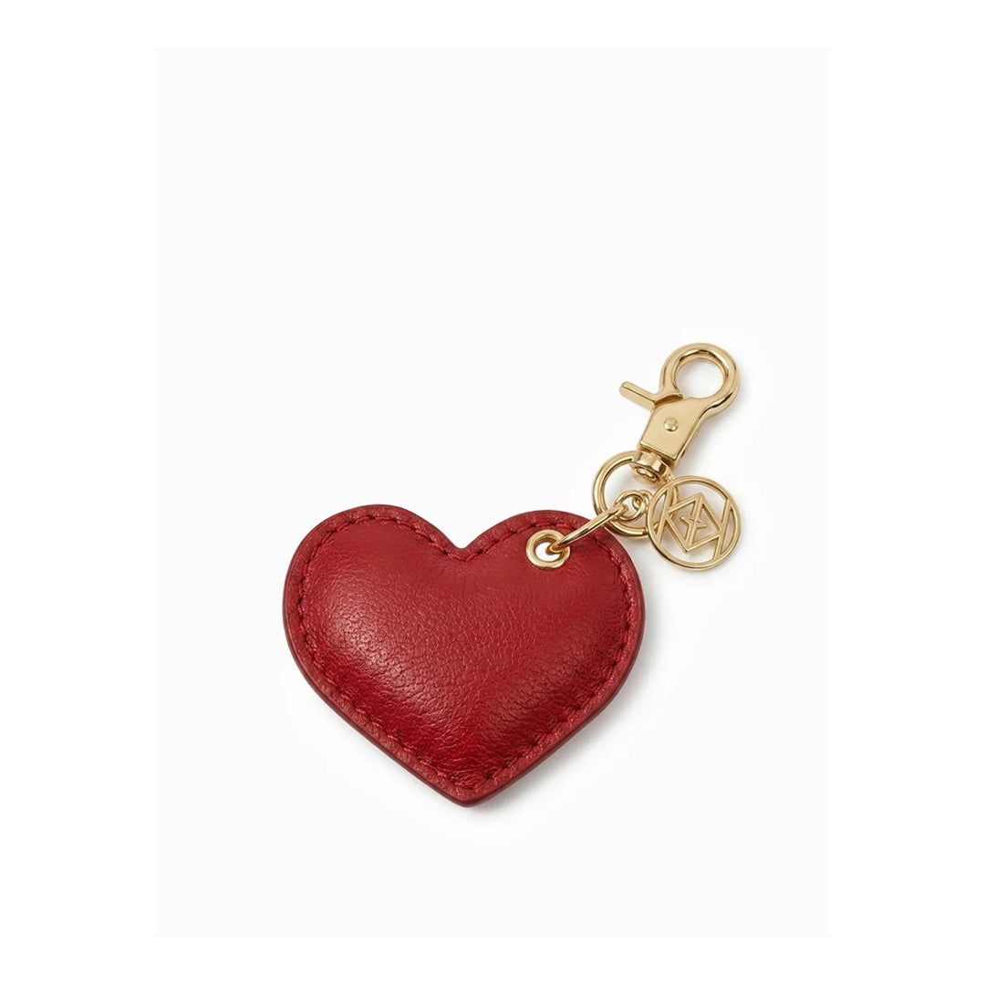 Leather Cushion Heart Key Ring - Red