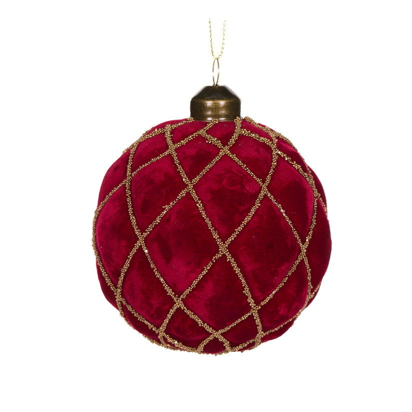 Luxe Velvet Quilt Bauble - Red