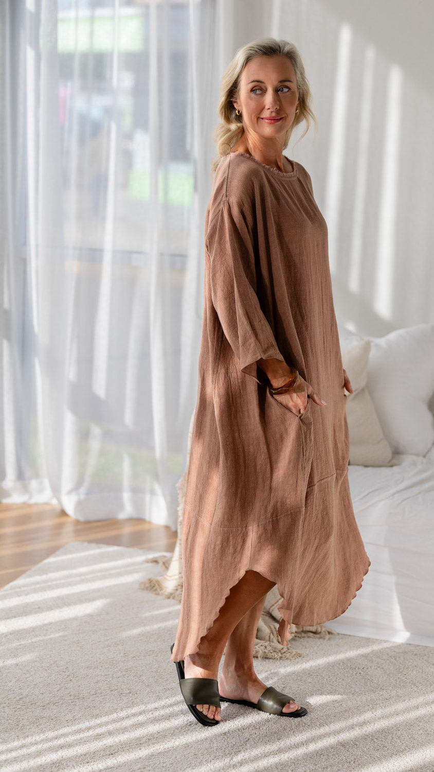 Malle Linen Dress - Clay