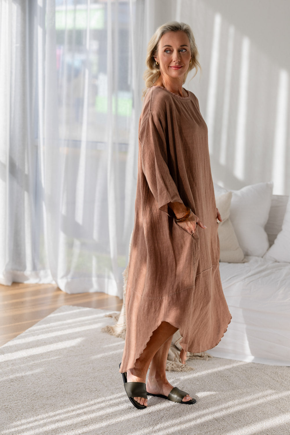 Malle Linen Dress - Clay