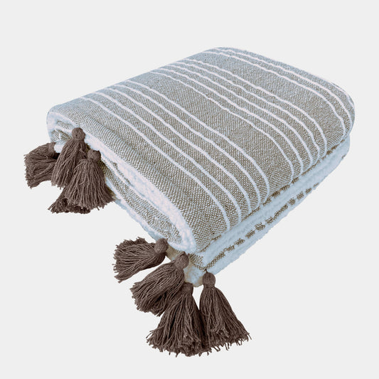 Mandy Stripe Throw - Taupe & Ivory