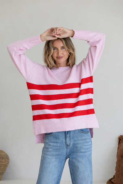 Manor Stripe Knit - Pink/Red