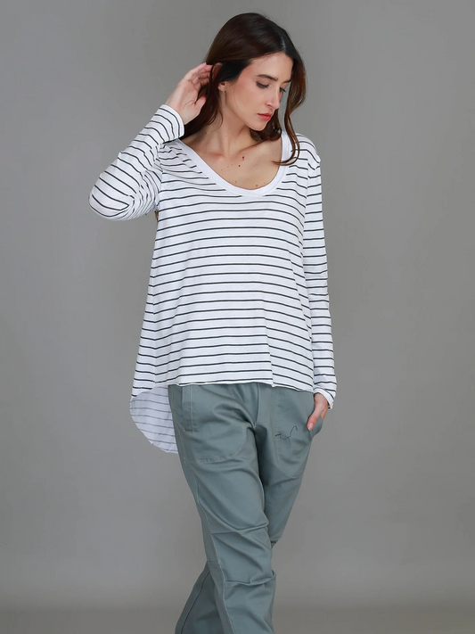 Margo Scoop Neck T Shirt - Stripe