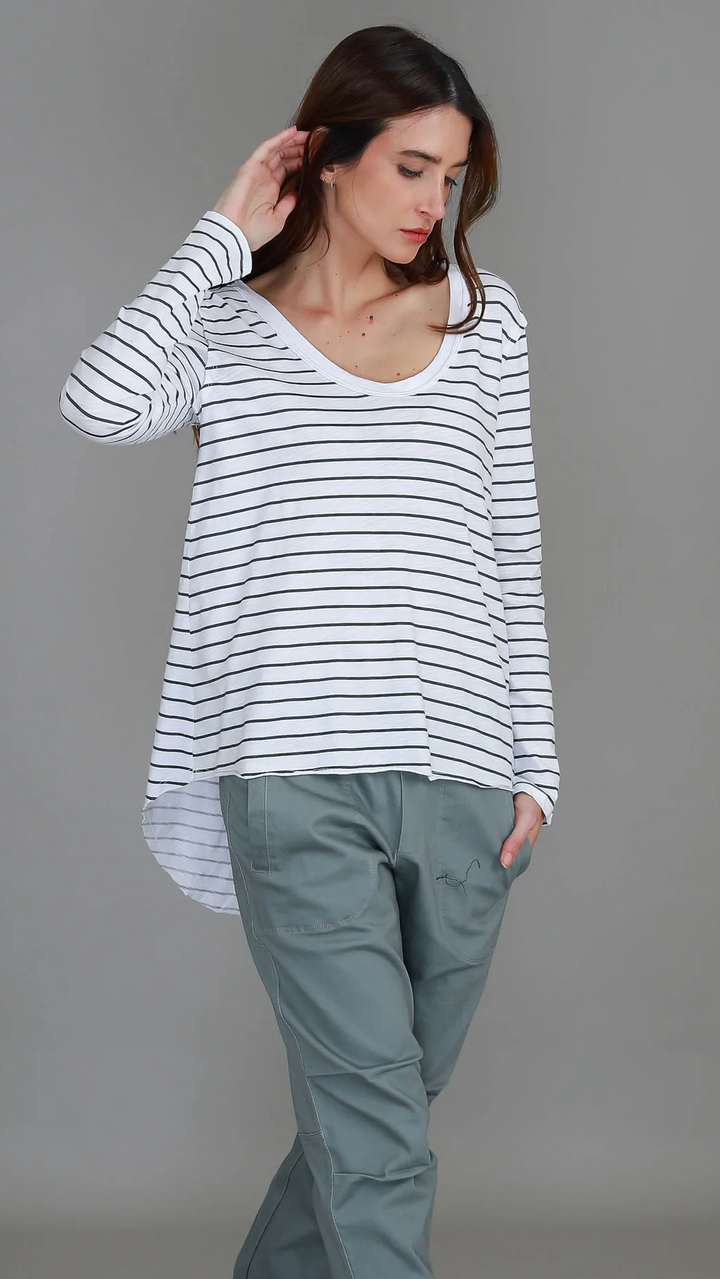 Margo Scoop Neck T Shirt - Stripe
