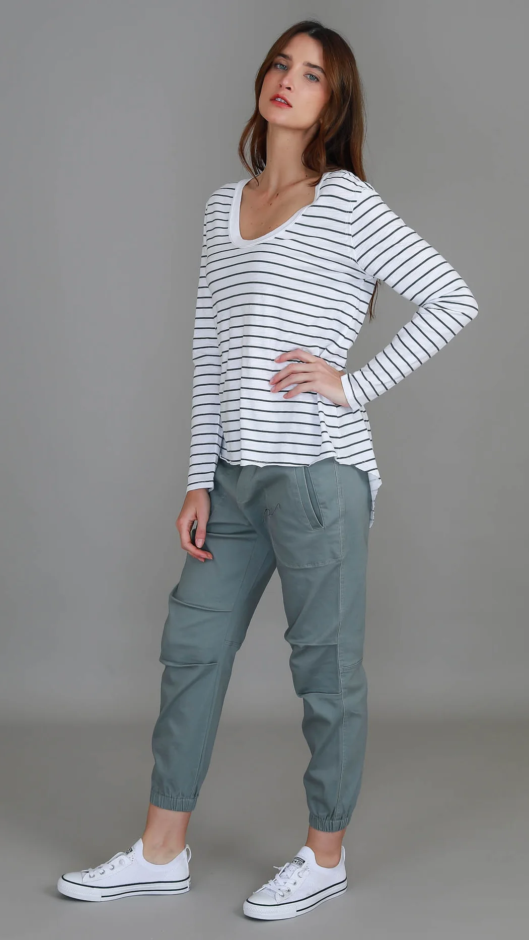 Margo Scoop Neck T Shirt - Stripe