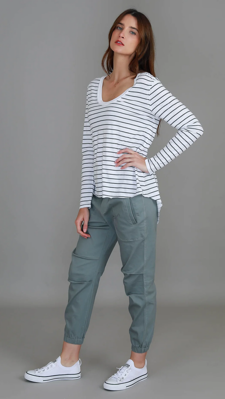 Margo Scoop Neck T Shirt - Stripe