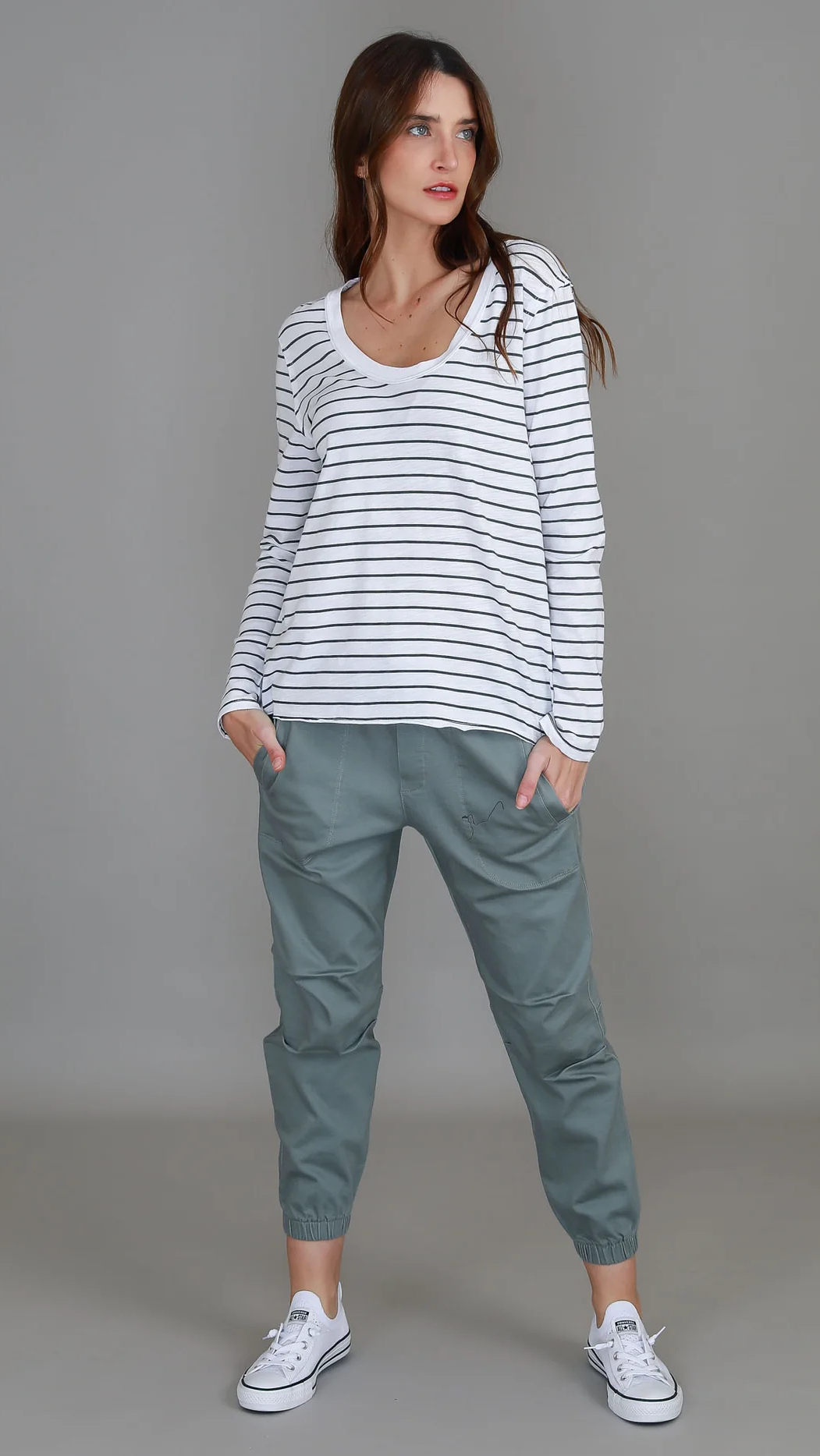Margo Scoop Neck T Shirt - Stripe