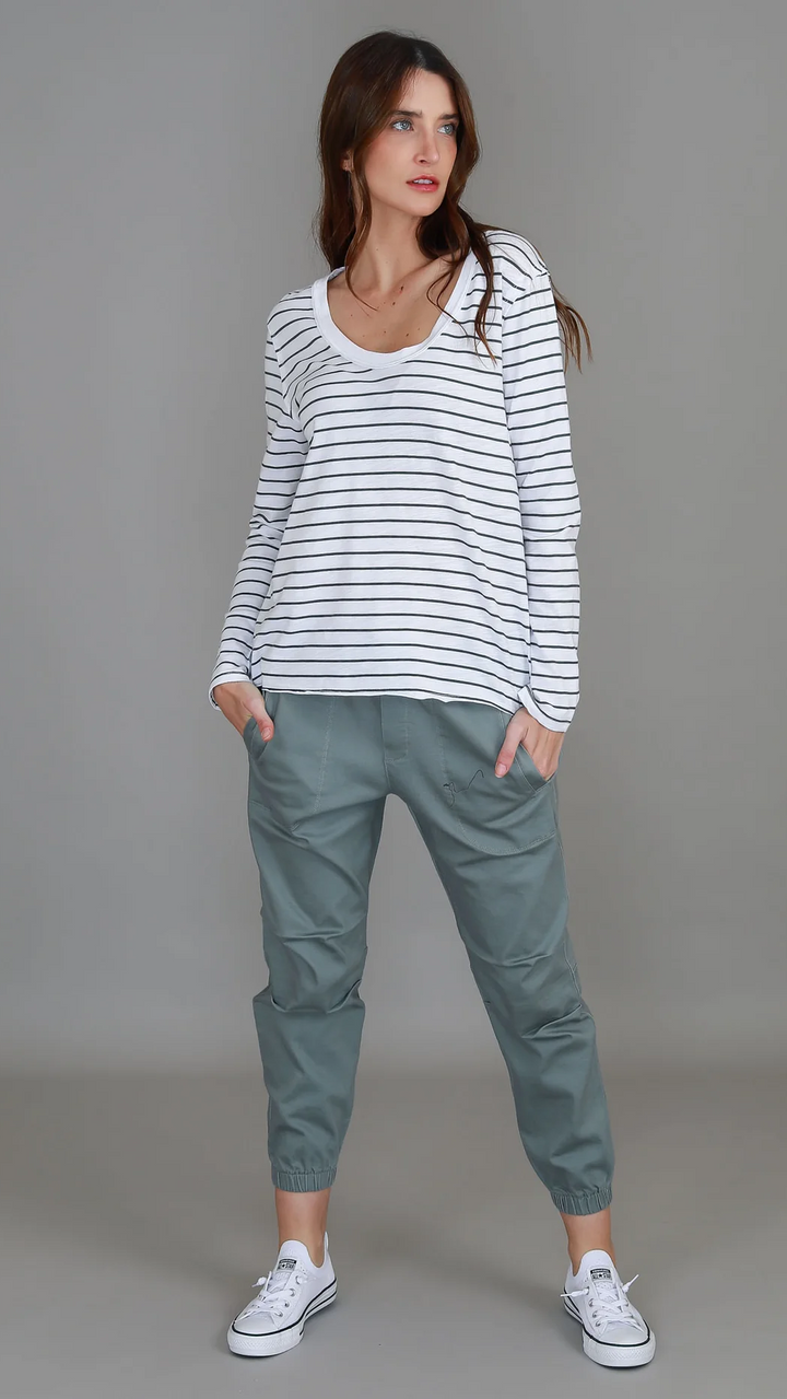 Margo Scoop Neck T Shirt - Stripe