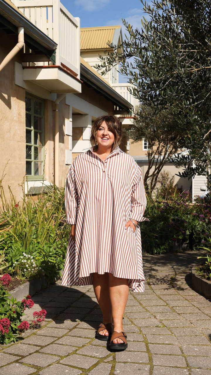 Margot Dress – Chocolate Stripe