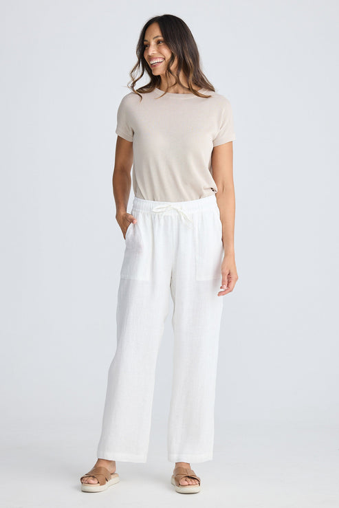 Marina Linen Pant - White
