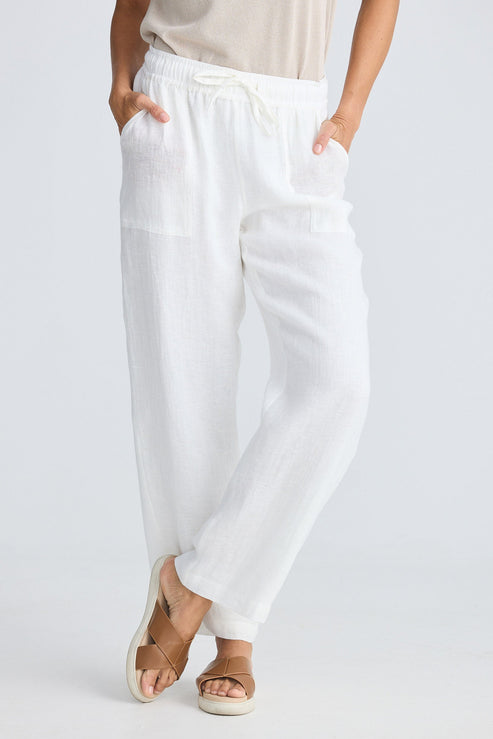 Marina Linen Pant - White