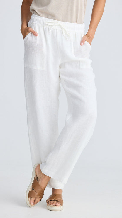 Marina Linen Pant - White