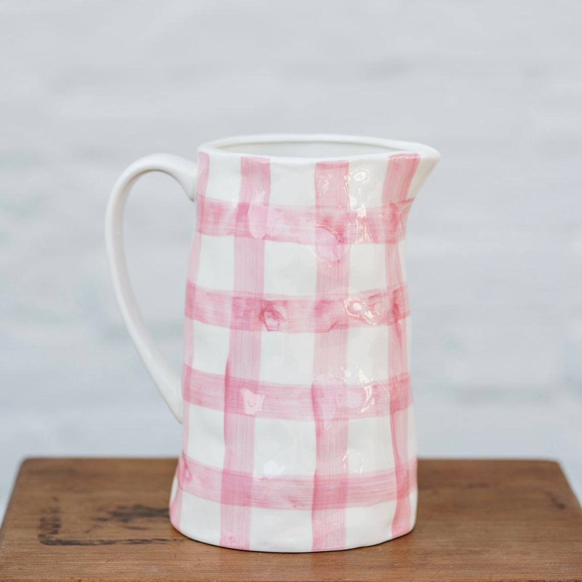 Medium Gingham Jug - Pink