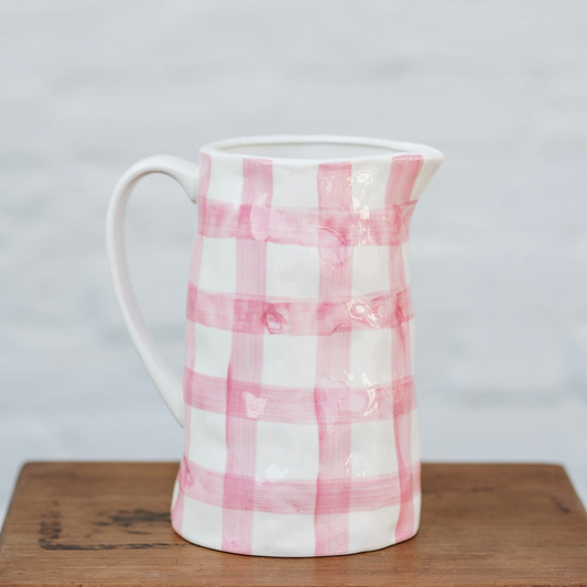Medium Gingham Jug - Pink