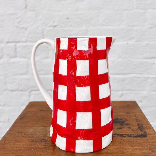 Medium Gingham Jug - Red