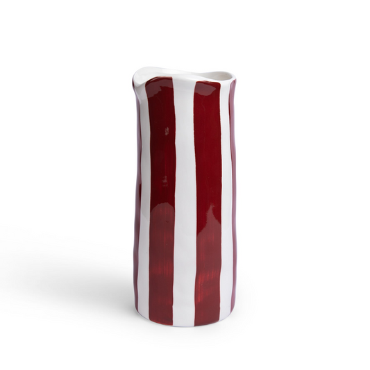 Medium Striped Vase - Burgundy