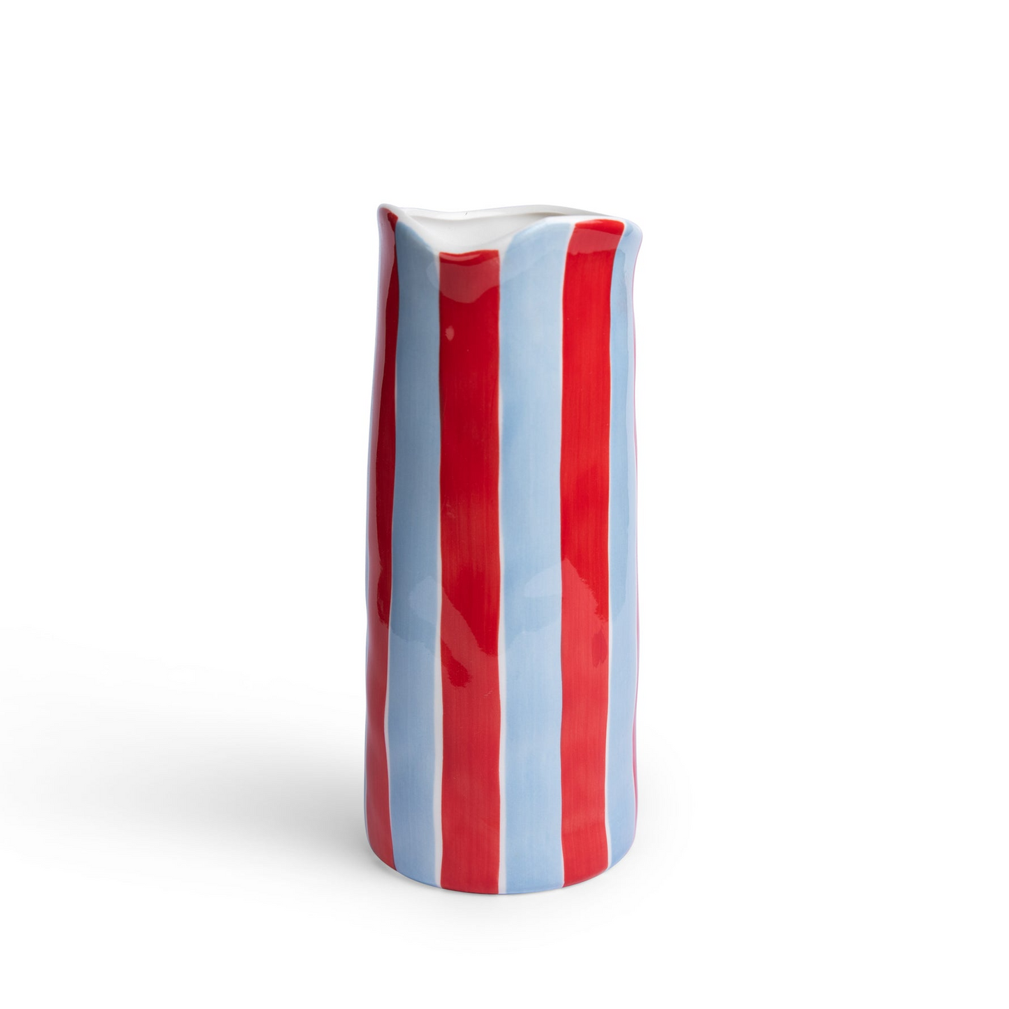 Medium Striped Vase – Cornflower Blue and Red
