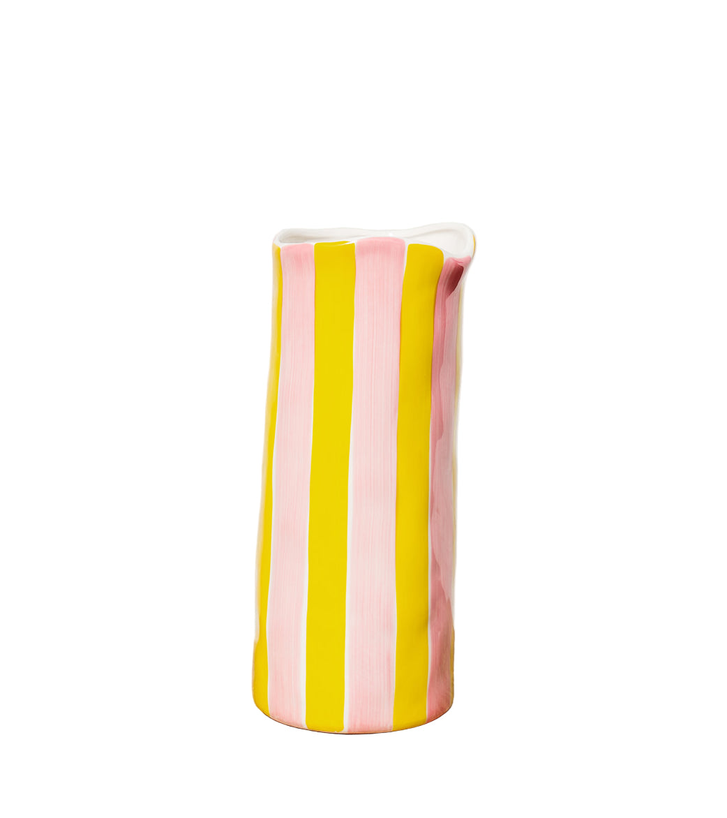 Medium Striped Vase – Pink & Yellow