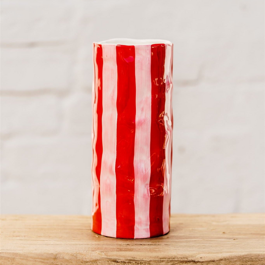 Medium Striped Vase – Red & Pink