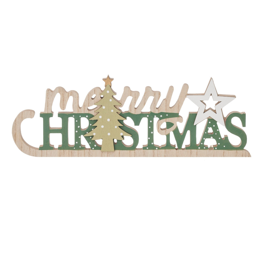 Merry Christmas Wooden Sign - Green