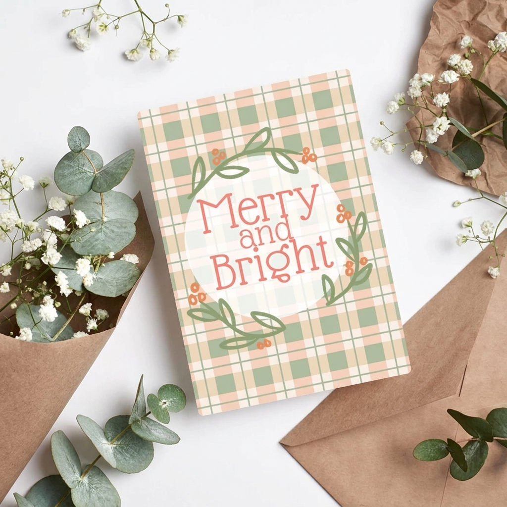 Merry &amp; Bright Christmas Checks Card