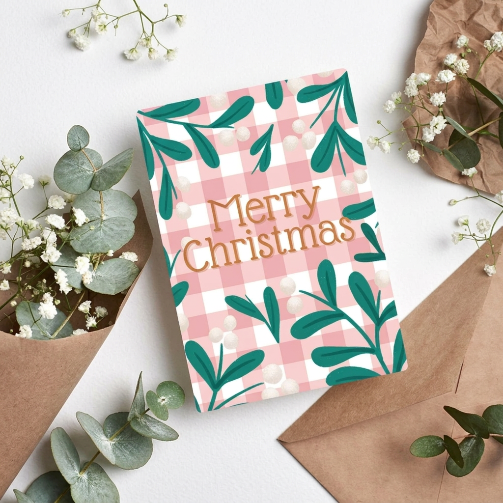 Merry Christmas Checks Card