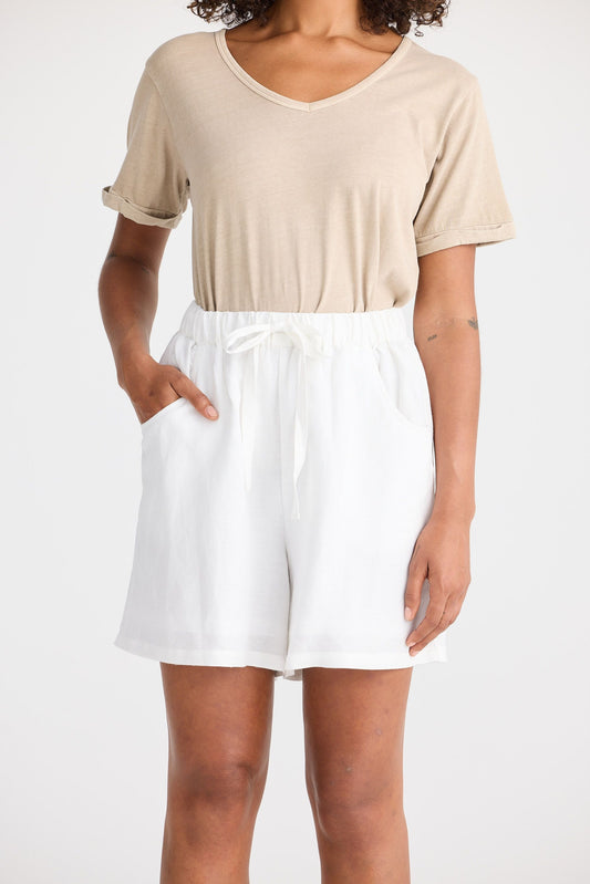 Miami Linen Blend Shorts - White