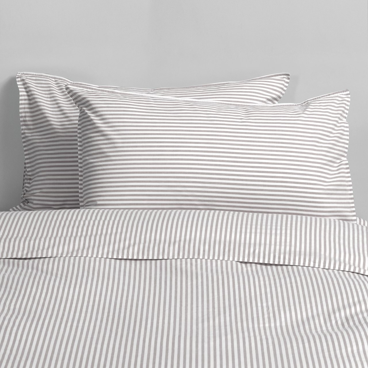 Modella Cotton Mini Stripe Quilt Cover Set (Double) - Grey