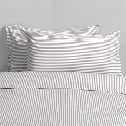 Modella Cotton Mini Stripe Quilt Cover Set (Queen) - Grey