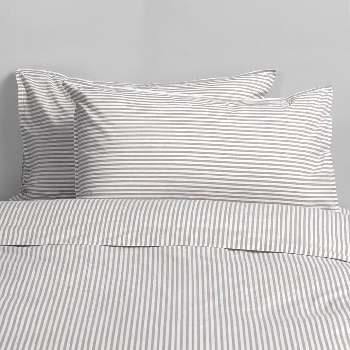 Modella Cotton Mini Stripe Quilt Cover Set (Queen) - Grey